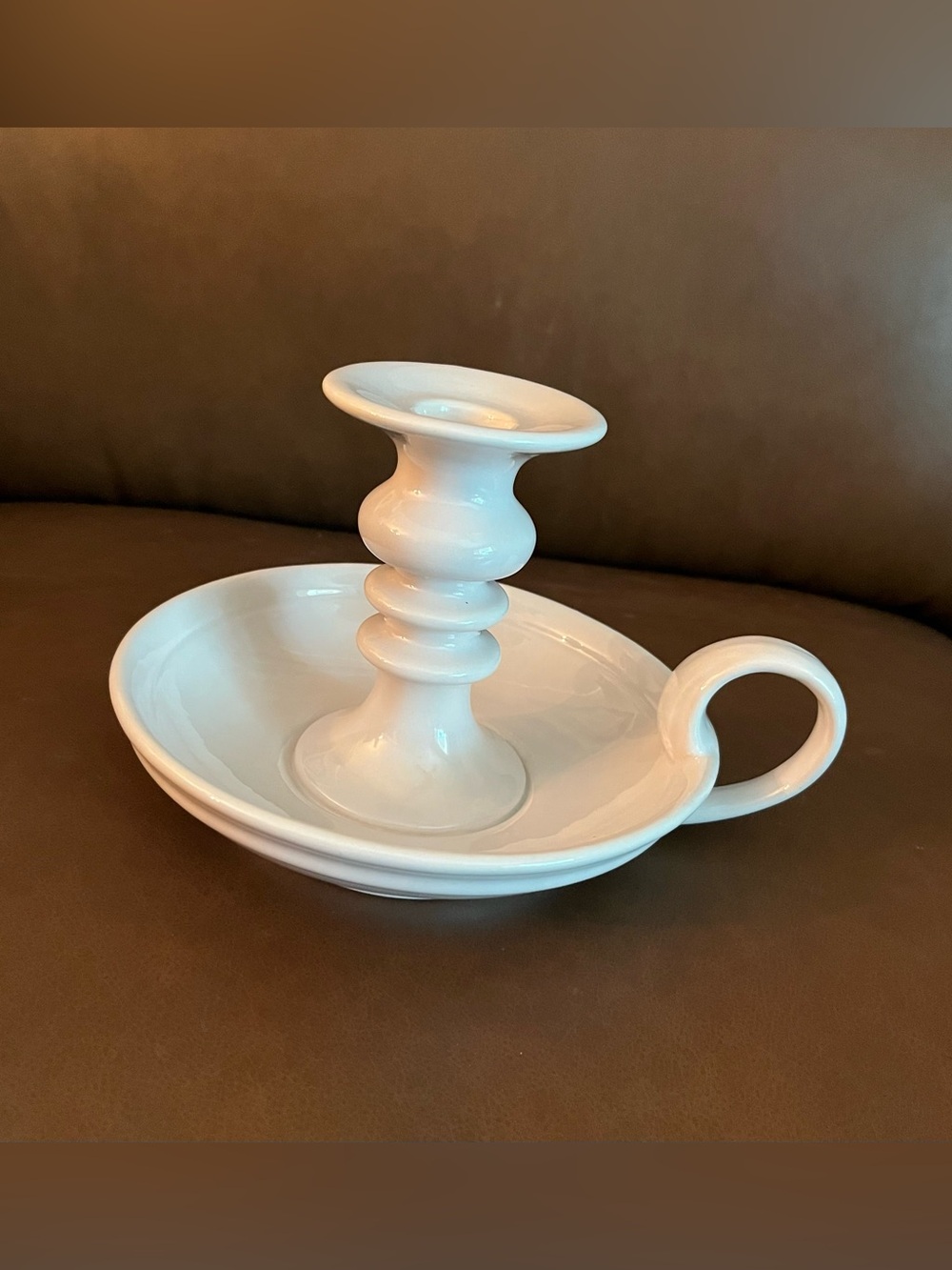 Vtg Haeger 3057 White Ceramic Candlestick Holder